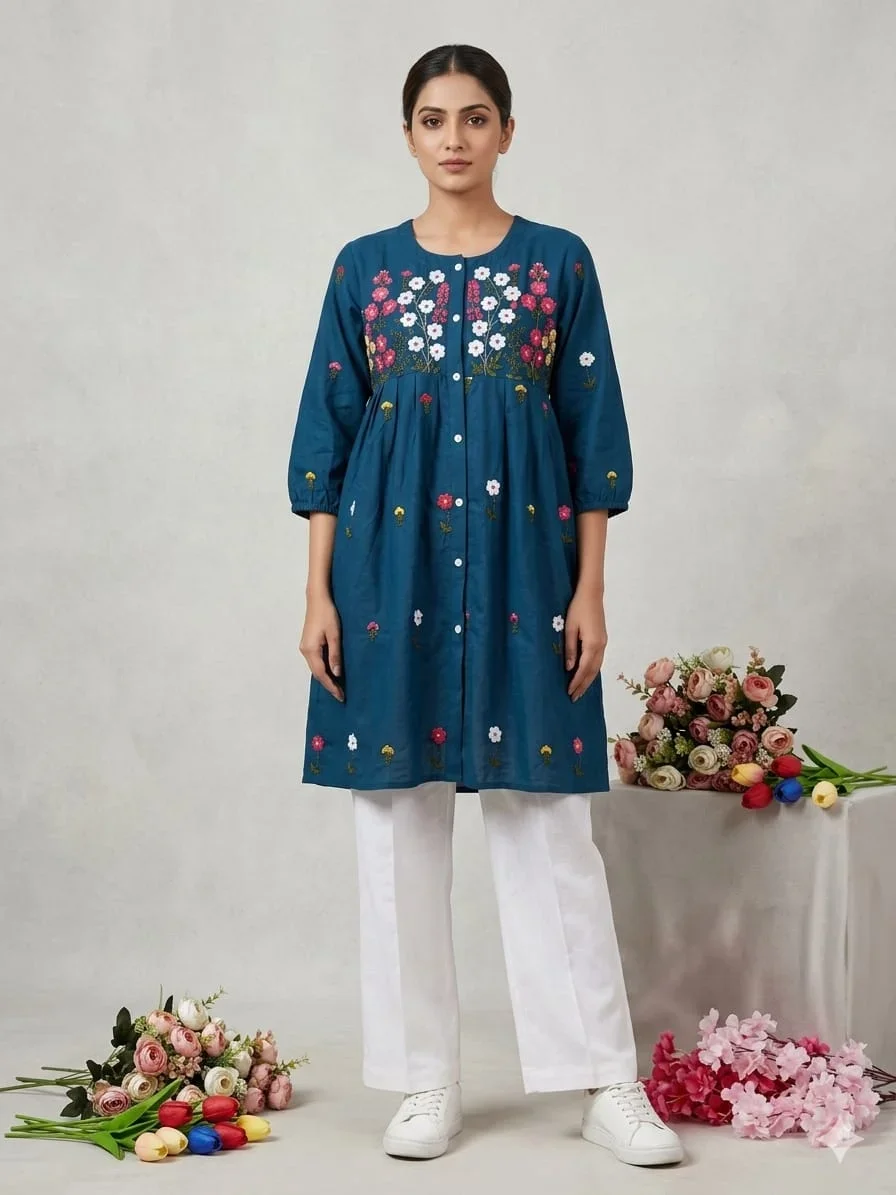 কটনের ভাইরাল কুর্তি ওয়ান পিস All Color image 6