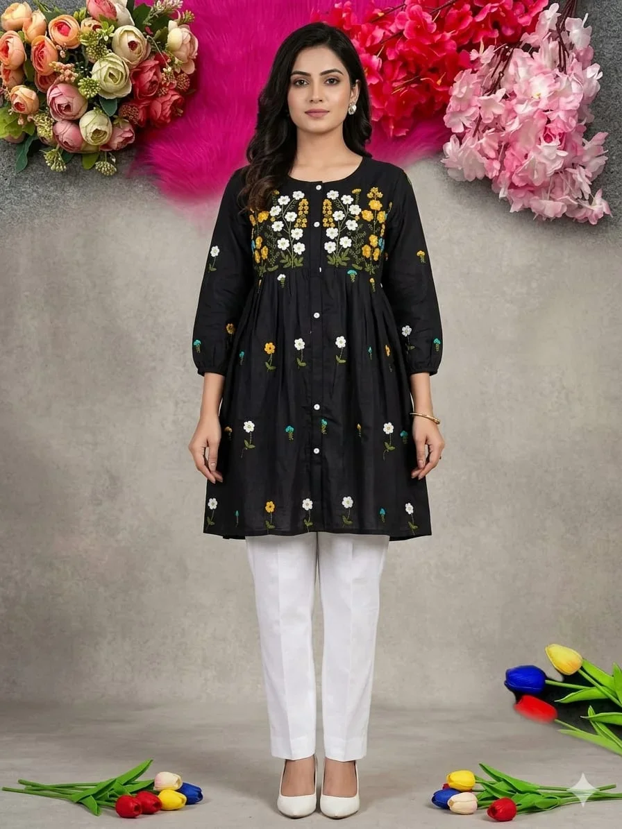কটনের ভাইরাল কুর্তি ওয়ান পিস All Color image 3